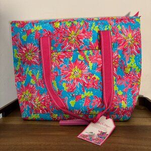 Lilly Pulitzer Pink Blue Floral Insulated Cooler w/ Wine & Bottle Opener New